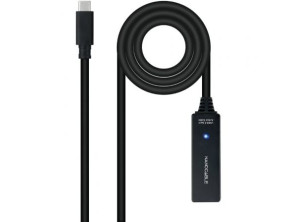 Cable Alargador USB Tipo-C 3.2 con Amplificador Nanocable 10.01.1311/ USB Tipo-C Macho - USB Tipo-C Hembra/ 5m