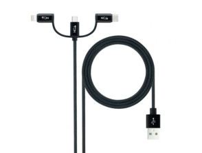 Cable USB 2.0 Nanocable 10.01.3200 - Lightning Macho, Micro USB Macho, USB Tipo-C Macho - 480Mbps, 1m