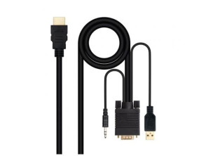 Cable Conversor Nanocable HDMI VGA Jack 3.5 USB Macho 1.8m
