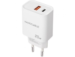 Cargador de Pared Nanocable - 20W - 1xUSB/1xUSB Tipo-C