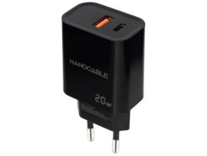 Cargador de Pared Nanocable 10.10.2008/ 1xUSB/ 1xUSB Tipo-C/ 20W