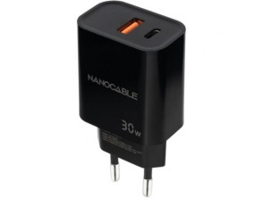 Cargador de Pared Nanocable 10.10.2012 con 1xUSB y 1xUSB Tipo-C | 30W