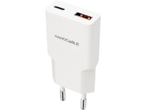 Cargador de Pared Nanocable 25W - 1xUSB Tipo-C/ 1xUSB