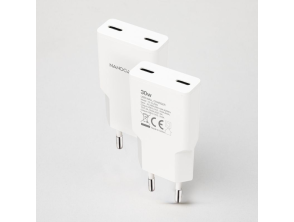 Cargador Pared Blanco Nanocable 2XUSB-C PD 30W
