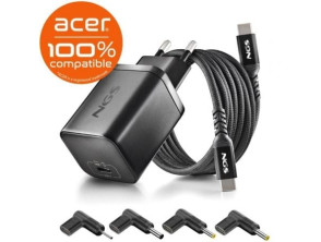 Cargador de Portátil GaN NGS 65W para Acer/ Tipo-C/ Automático/ 4 Conectores