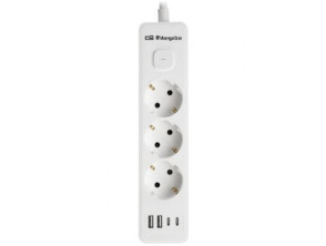 Tomas de Corriente Regleta Orbegozo EN 3100 con Interruptor, 3 Tomas / 2 USB / 2 USB Tipo-C / Cable 1.4m