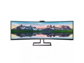 Monitor Profesional Curvo Philips 499P9H 48.8" Ultrapanorámico Dual QHD con Webcam y Multimedia, Regulable en altura