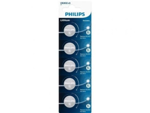 Pilas de Botón Philips CR2032P5/01B Lithium, Pack de 5 unidades