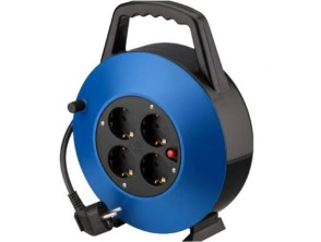 Regleta enrollable Phasak BN 3411 - 4 Tomas de Corriente, Cable 10m - Azul