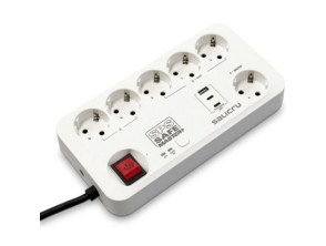 Regleta Salicru SAFE MASTER+ con interruptor - 5 Tomas de corriente, 1 Master, 2 USB Tipo-C, 1 USB, Cable 1.4m