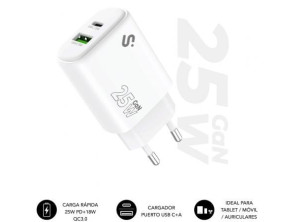 Añadir a la cesta Cargador de Pared GaN Subblim 25W USB C+A Tipo-C 1xUSB - SUBBLIM Cargador de Pared GaN Subblim 25W USB C+A Tipo-C 1xUSB - SUBBLIM