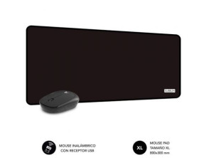 Set Subblim Harmony Black - Ratón Inalámbrico y Alfombrilla - hasta 1200 DPI