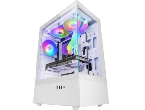 CAJA ATX MARS GAMING MCXO DOBLE CRISTAL TEMPLADO ARGB GPU 328mm 1x3.5 3x2.5 BLANCO - Blanca