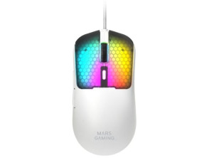 MOUSE MARS GAMING MM-VIPERW BLANCO ULTRALIGERO 56G USB CABLEADO 6 BOTONES 12800 DPI RGB - Blanco