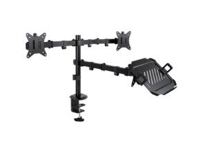 Soporte de Mesa para 2 Monitores y 1 Portátil TooQ - Giratorio e Inclinable
