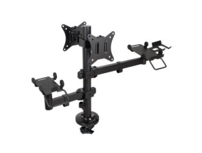 Soporte de Mesa TooQ TQPM0002 para 2 Monitores, TPV, Impresora - Giratorio e Inclinable