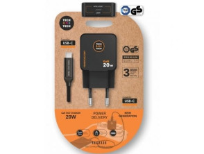 Cargador de Pared GaN Tech One Tech TEC2223/ 1xUSB Tipo-C + Cable USB Tipo-C/ 20W