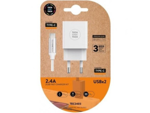 Añadir a la cesta Cargador de Pared Tech One Tech TEC2403 con 2 Puertos USB Tipo-C/ 12W Cargador de Pared Tech One Tech TEC2403 con 2 Puertos USB Tipo-C/ 12W