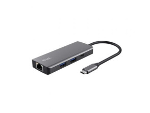 Docking Trust Dalyx USB Tipo-C con HDMI 4K y RJ45, 2 USB Tipo-C y 2 USB