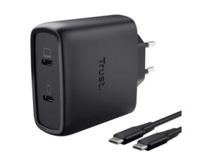 Cargador de Pared GaN Trust Maxo 65W 25525/ 2xUSB Tipo-C/ Incluye Cable USB Tipo-C