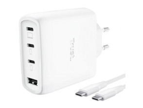Cargador de Pared GaN Trust Maxo 65W con Cable USB Tipo-C y 3xUSB Tipo-C 1xUSB