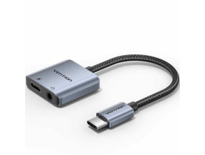 Adaptador Audio Vention BIGHA/ USB Tipo-C Macho - Jack 3.5 Hembra/ USB Tipo-C PD Hembra