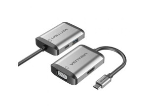 Conversor Vention TFAHB Tipo-C PD 1xUSB 1xHDMI 1xVGA - Accesorio Portátil
