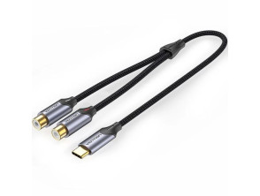 CONVERSOR USB-C/M a RCA/H 2x 0.5 GRIS VENTION