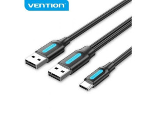 Añadir a la cesta Cable Vention Negro 2xUSB 2.0/M USB-C/M 1M Cable Vention Negro 2xUSB 2.0/M USB-C/M 1M