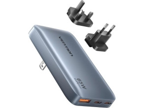 Cargador de Pared Universal GaN Vention para Viaje - 2xUSB Tipo-C 1x USB