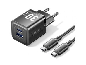 Cargador de Pared GaN Vention TZ-FEQB0-EU-01/ 1xUSB Tipo-C/ 1xUSB + Cable USB Tipo-C - 30W
