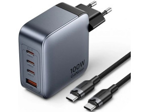 Cargador de Pared GaN Vention con 3xUSB Tipo-C/1xUSB