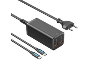 Cargador de Pared Vention Negro 100W 2xUSB-C + 2xUSB-A con Cable USB-C