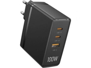 Cargador de Pared Negro Vention 100W con 2xUSB-C/USB-A