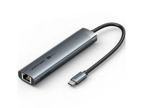 Docking USB Tipo-C Vention - 1xUSB Tipo-C 3.2, 2xUSB, 1xHDMI 4K, 1xRJ45, 1xUSB Tipo-C PD