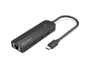 Hub USB Tipo-C Vention TGPBB/ 3xUSB/ 1xRJ45 - 1xMicro B PD