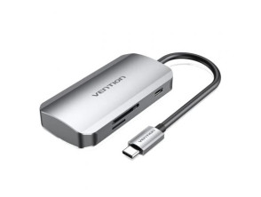 Docking USB Tipo-C Vention TNHHB con 3xUSB, 1xUSB Tipo-C PD y 1xLector Tarjetas SD/MicroSD