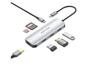 Docking USB Tipo-C Vention TOJHB/ 1xHDMI 4K/ 3xUSB/ 1xUSB Tipo-C/ 1xLector Tarjetas