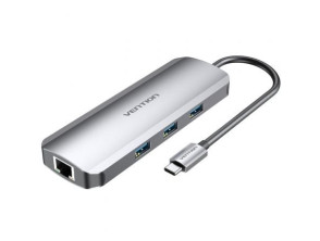 Docking USB Tipo-C Vention - HDMI 4K, USB 3.5, RJ45, Lector Tarjetas SD, MicroSD