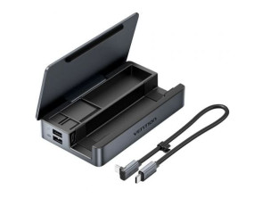 Docking USB Tipo-C para Steam Deck Vention, Switch - 2xHDMI 4K, 3xUSB, 1xUSB Tipo-C PD, RJ45, Lector Tarjetas