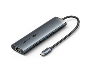 Docking USB Tipo-C Vention con RJ45, 2xUSB, HDMI, USB Tipo-C PD y Lector de Tarjetas