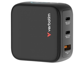 Cargador de Pared Universal GaN para Viaje Verbatim Mini GaN Charger Con Pantalla/ 2xUSB Tipo-C/ 1xUSB