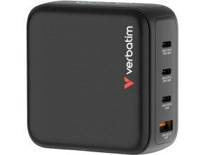 Cargador de Pared Verbatim Mini GaN Charger para Viaje con Pantalla/ 3xUSB Tipo-C/ 1xUSB