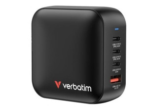 Cargador de Pared Universal GaN Verbatim Mini para Viaje con 3xUSB Tipo-C y 1xUSB