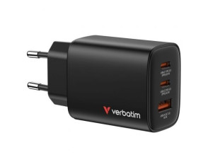 Cargador de Pared GaN Verbatim Essentials con 2xUSB Tipo-C y 1xUSB