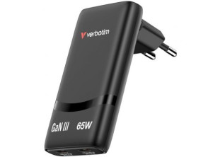 Cargador de Pared GaN Verbatim Fold 'n' Go con 2xUSB Tipo-C
