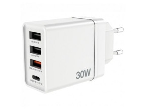 Cargador de Pared GaN Verbatim CHR-30EU2/ 1xUSB Tipo-C/ 3xUSB - 30W