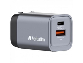 Cargador de Pared Universal GaN Verbatim GNC-35 para Viaje con 1xUSB Tipo-C/ 1xUSB