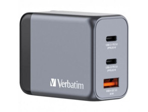 Cargador de Pared Universal GaN Verbatim GNC-65 con 2xUSB Tipo-C/ 1xUSB para Viaje