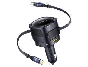 Cargador de Coche Baseus Enjoyment Max 90W con cables USB-C+Lightning y puertos USB-A+USB-C
